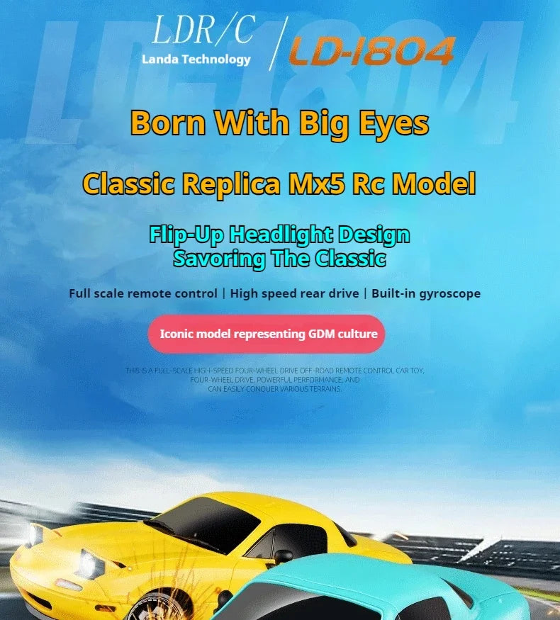 New 1:18 Adorable Mx-5 Miata Rx7 Rc Drift Car 2.4g Esp Gyro Flip-Up Light Full Scale Remote Control Toy Car Kid Adult Xmas Gift