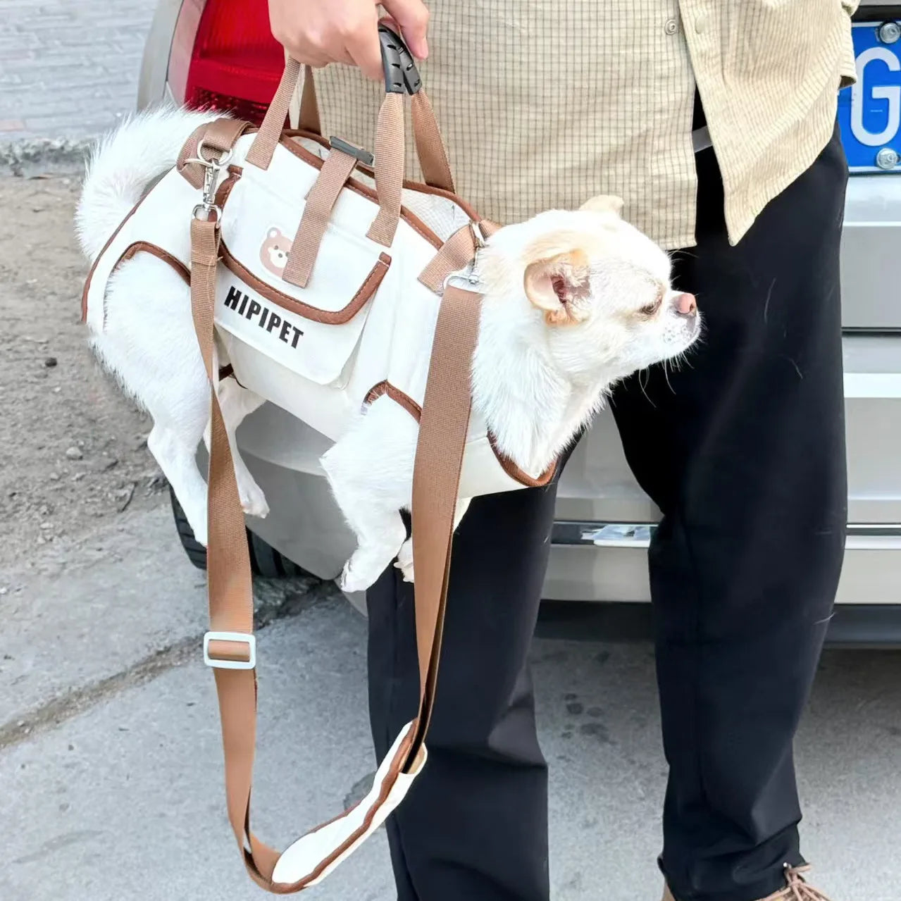 Pet Traction Dog Out Backpack Portable Breathable Backshoulder Crossbody Strap Pet Supplies