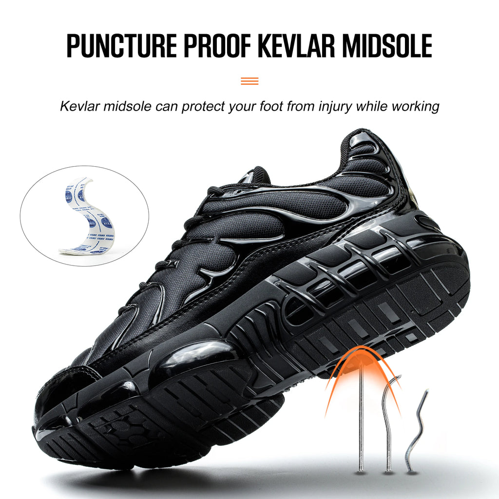 Mens Steel Toe Work Shoes Low Top Adjustable Comfortable Safety Shoes Slip Resistant Work Sneakers Anti-Puncture Anti-smash