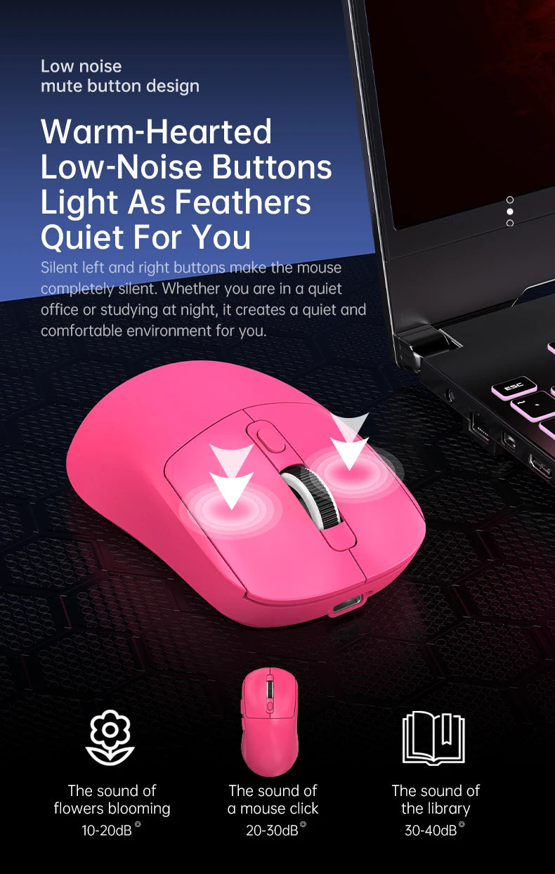 KEBIDUMEI Tri-Mode Mouse 8000DPI Gaming Mouse Bluetooth Mouse Wired/BT/2.4G Wireless Mouse Rechargeable Silent Mice for Laptop