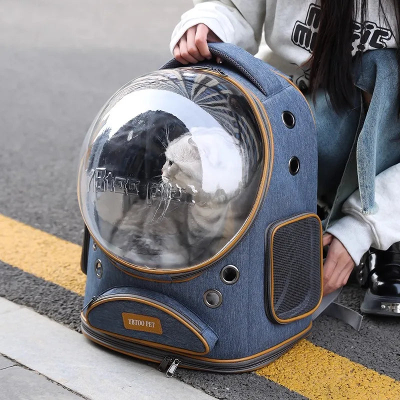 Portable cat, pet, and puppy backpack for outdoor use, lightweight and large capacity cat, small dog, space capsule, backpack