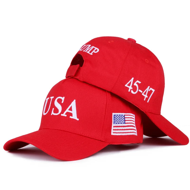 2024 New American Election Hat Letter Embroidered Red Cap American Flag Baseball Cap Party Assembly Hat