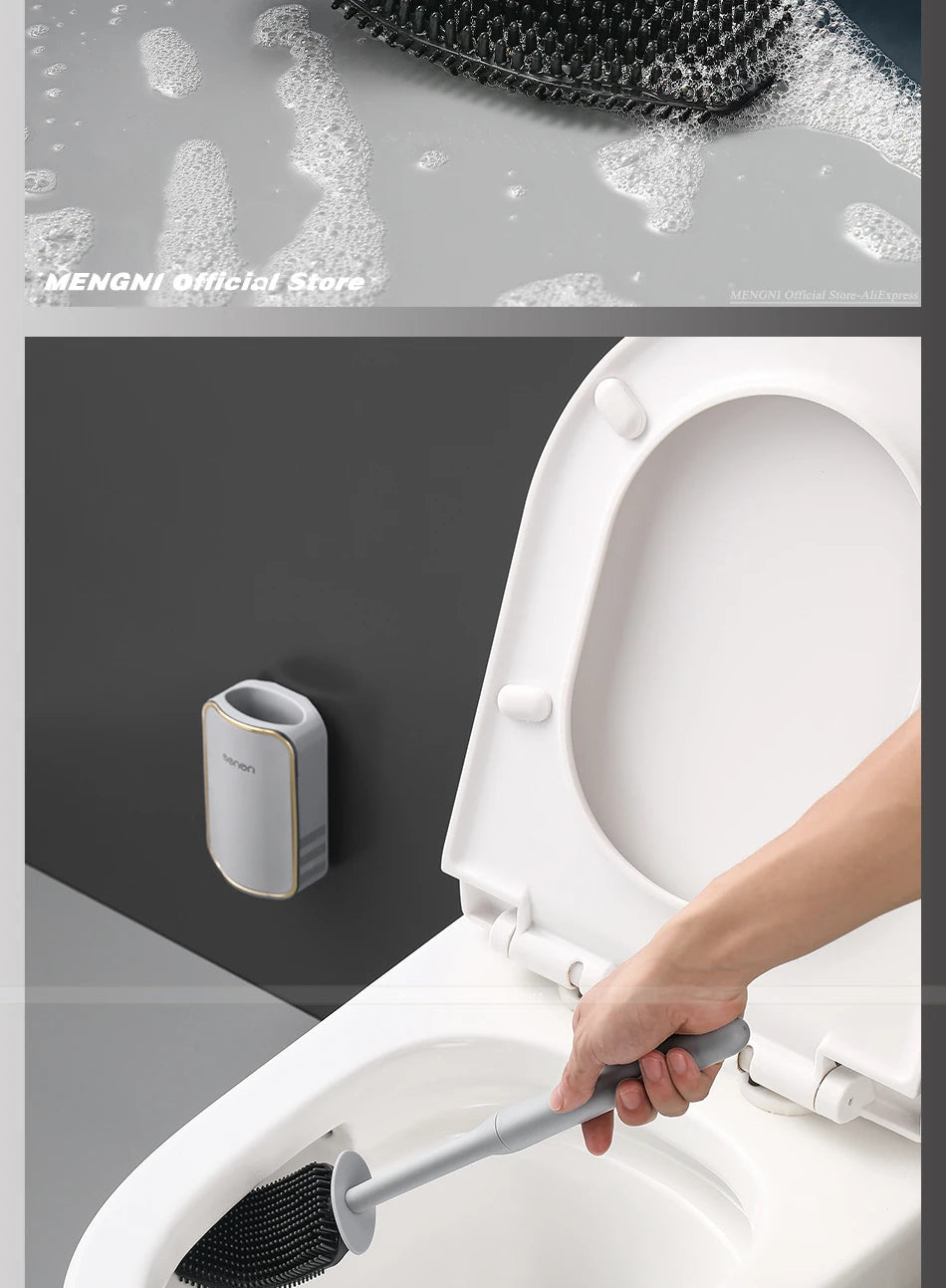 MENGNI-Luxury Toilet Brush Bathroom Wall-mount Quick Draining Clean Tool Cleaning Brush Bathroom Accessories Sets