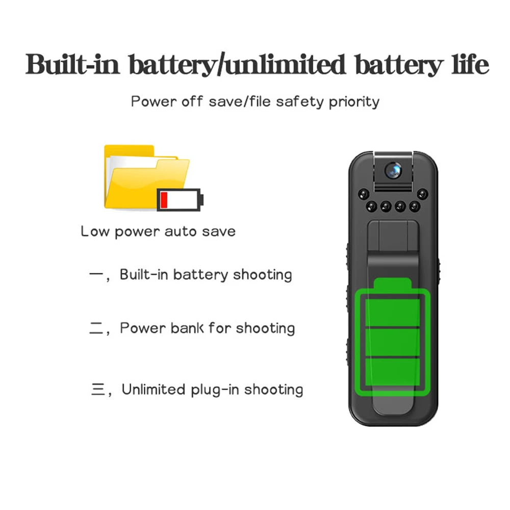 HD 1080P Mini Camera Portable Small Digital Video Recorder Police BodyCam Infrared Night Vision Miniature Camcorder