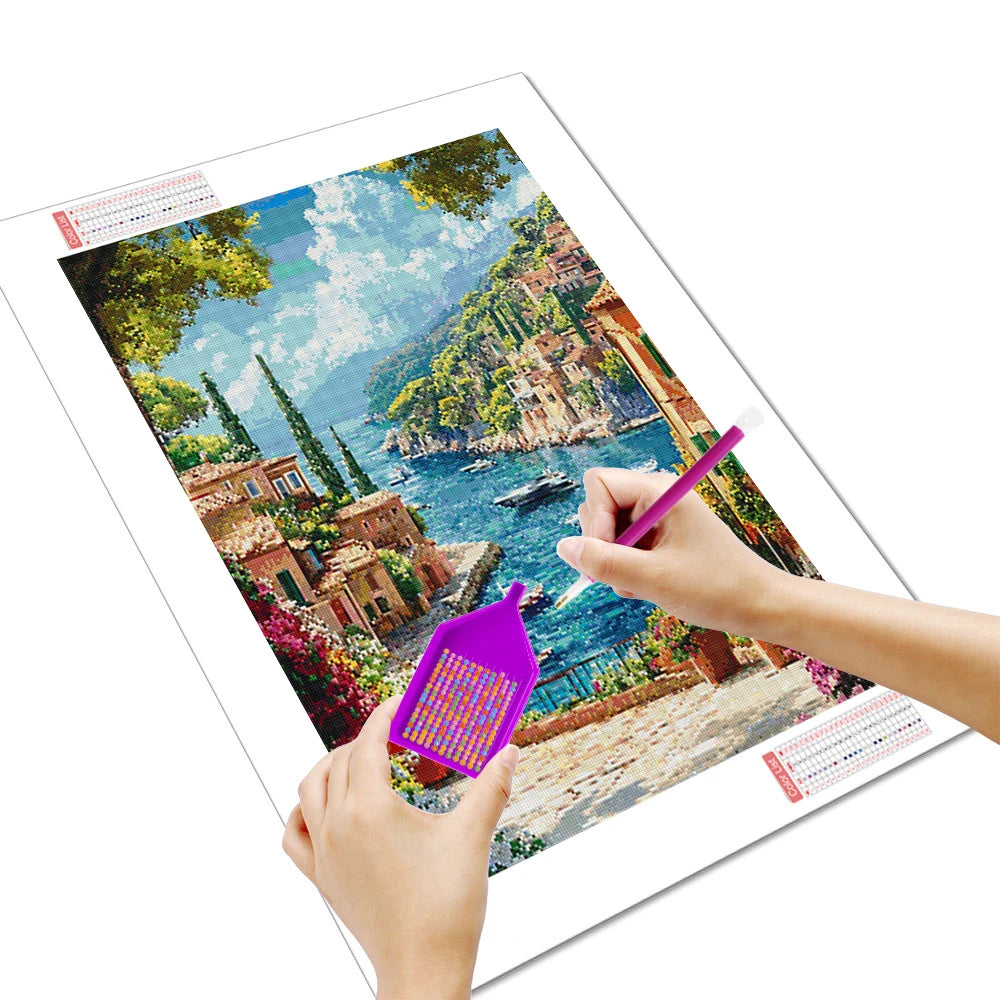 Huacan New Arrivals 2025 Diamond Painting Seaside Mountain Diamond Mosaic Landscape Complete Kit Craft kit