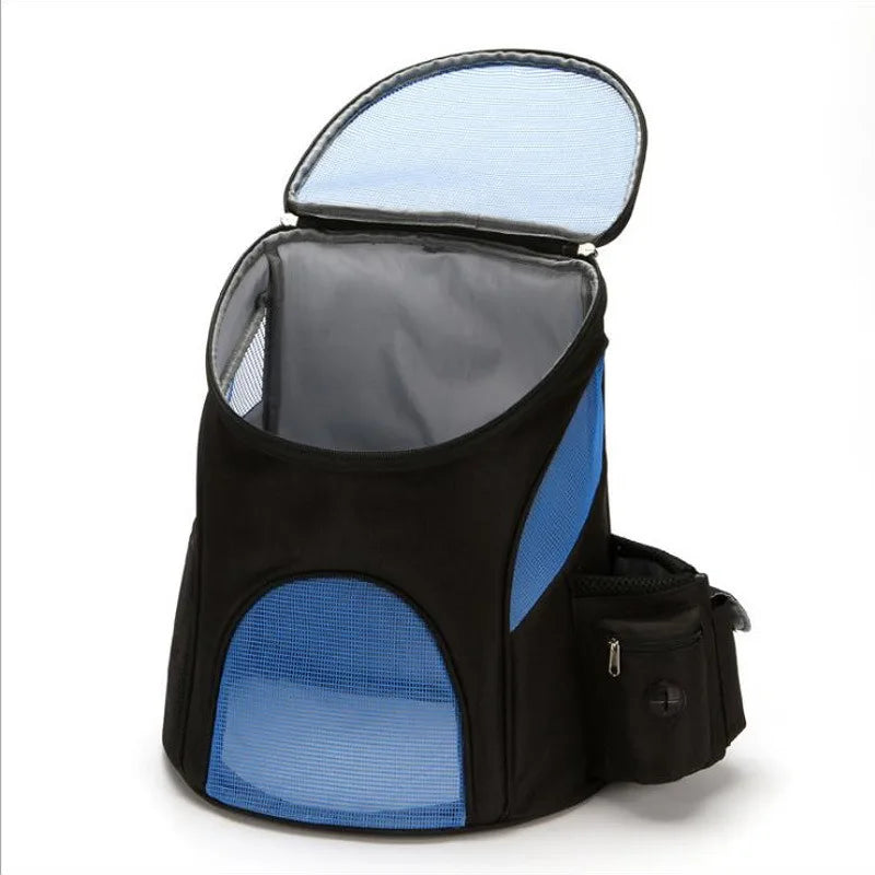 Pet backpack foldable pet portable backpack for going out mesh breathable with side pocket cat and dog backpack