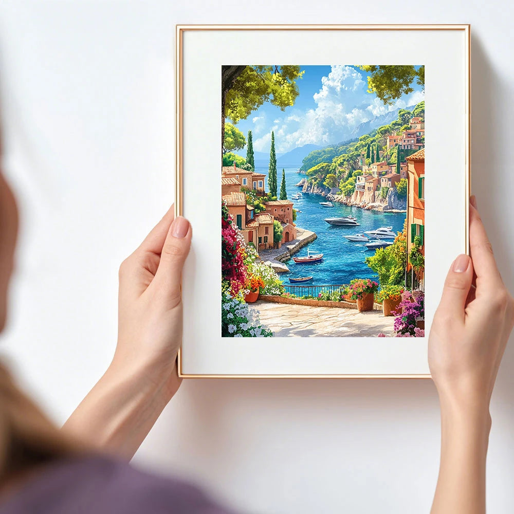 Huacan New Arrivals 2025 Diamond Painting Seaside Mountain Diamond Mosaic Landscape Complete Kit Craft kit