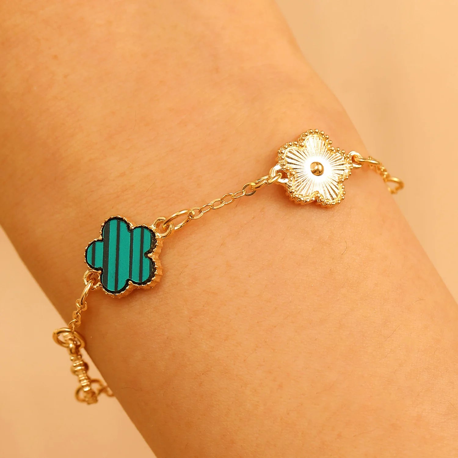 Five Petal Flower Bracelet Chain Tassel Colorful Enamel Charm Women Fashion Elegant Jewelry Gift Trendy Accessory