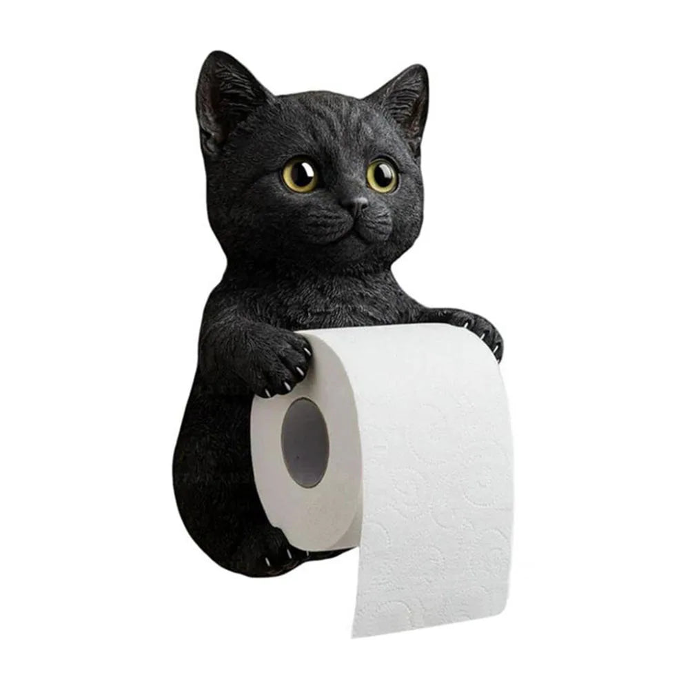 Wall Mount Toilet Paper Roll Holder Cat Paper Roll Holder Animal Paper Towel Holder for Bathroom Kitchen Small Spaces Farmhouse