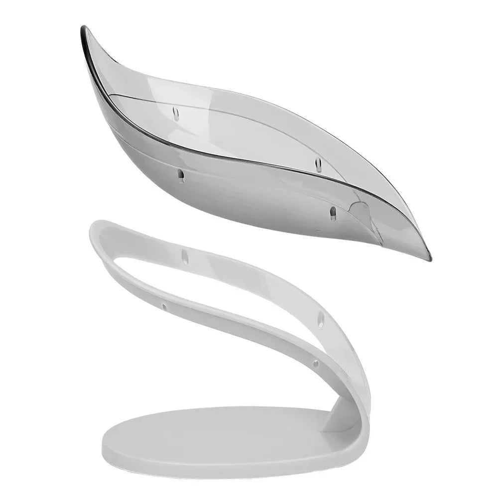 Leaf Shape Soap Box Freestanding Suction Cup Bathroom Organizer Storage Rack for Laundry Soap Accessories