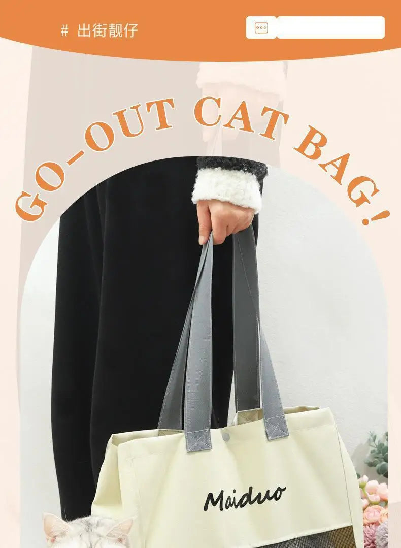 Pet carrying backpack breathable and lightweight diagonally spanning dog backpackcat bag outdoor handbag portablesingle shoulder