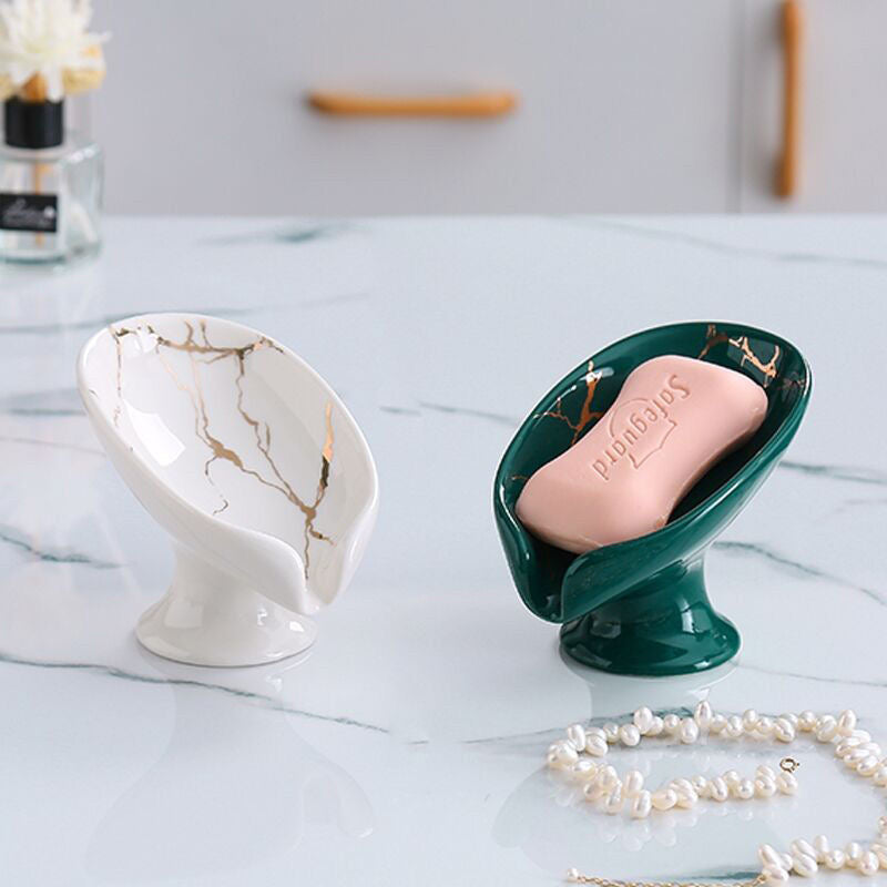 New 1 ceramic Leay shower soap holder, bathroom and kitchen supplies shape box, drain hole tray, storage board