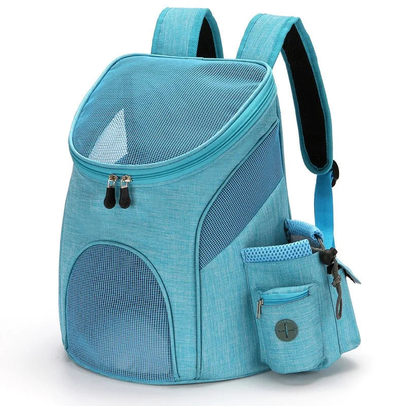 Pet backpack foldable pet portable backpack for going out mesh breathable with side pocket cat and dog backpack