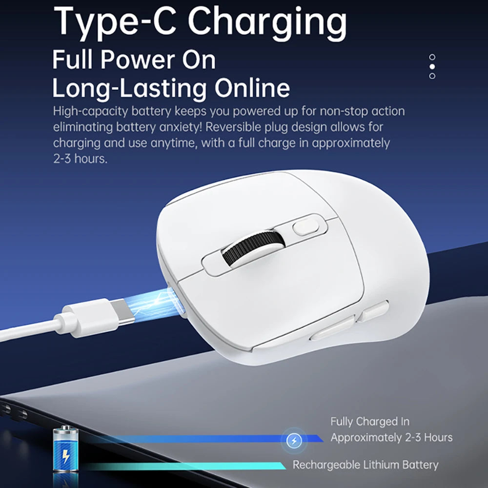 KEBIDUMEI Tri-Mode Mouse 8000DPI Gaming Mouse Bluetooth Mouse Wired/BT/2.4G Wireless Mouse Rechargeable Silent Mice for Laptop