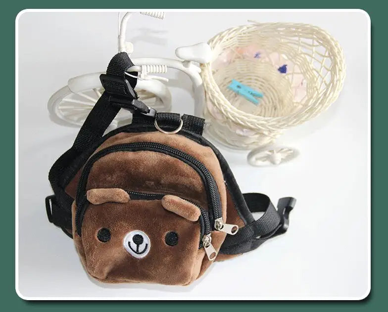 Pet Dog Backpack Durable Puppy Self Carry Backpack Adjustable Leash Cartoon Portable Harness Teddy Dog Outdoor Snack Bag