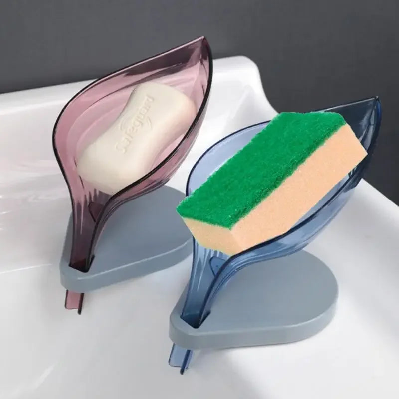 Sink Sponge Drain Leaf Shape Soap Holder Suction Cup Soap Box Creative Storage Drying Rack Cleaning Brush Case Bathroom Supplies