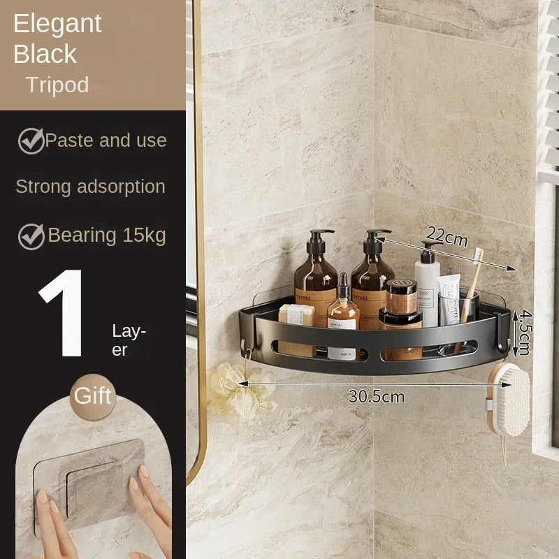 NEW 3/2/1 PCS Adhensive Bathroom Shampoo Holder Shower Caddy Shelves Storage No Drill Shelf Corner Towel Holder Shelves For