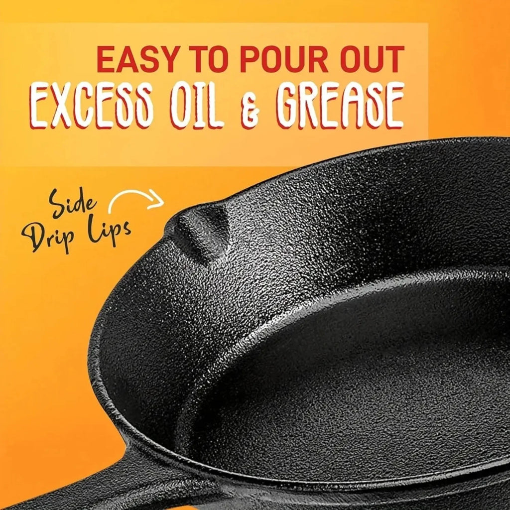 3PCS Pre-Seasoned Cast Iron Skillet Set, Pans for Oven Grill Campfire, Durable Cookware for Home Outdoor Cooking