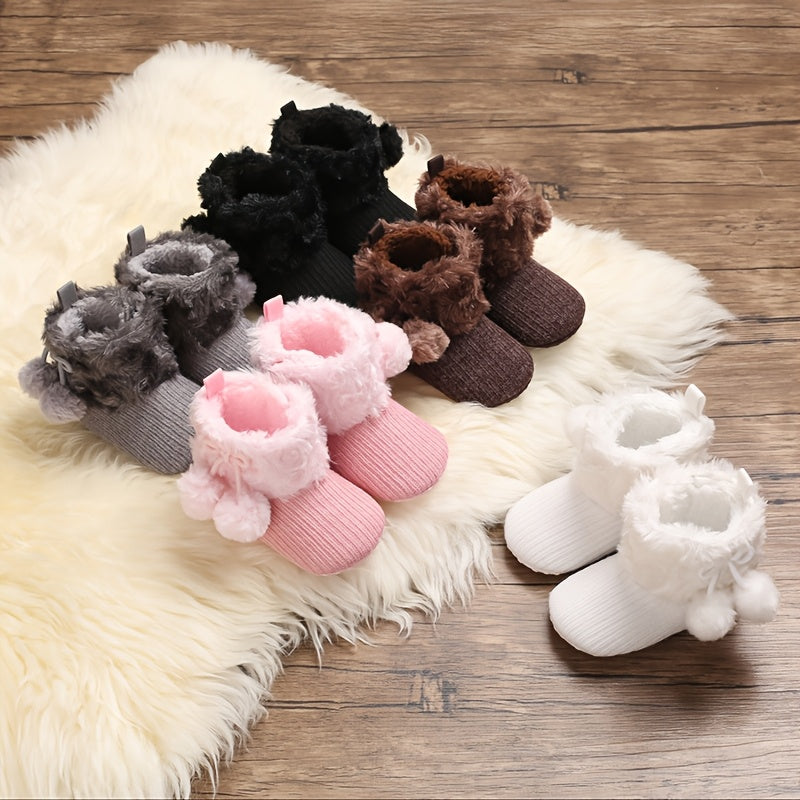 Newborn Baby Socks and Shoes for Girls, First Steps Soft Non-Slip Warm Infant Shoes