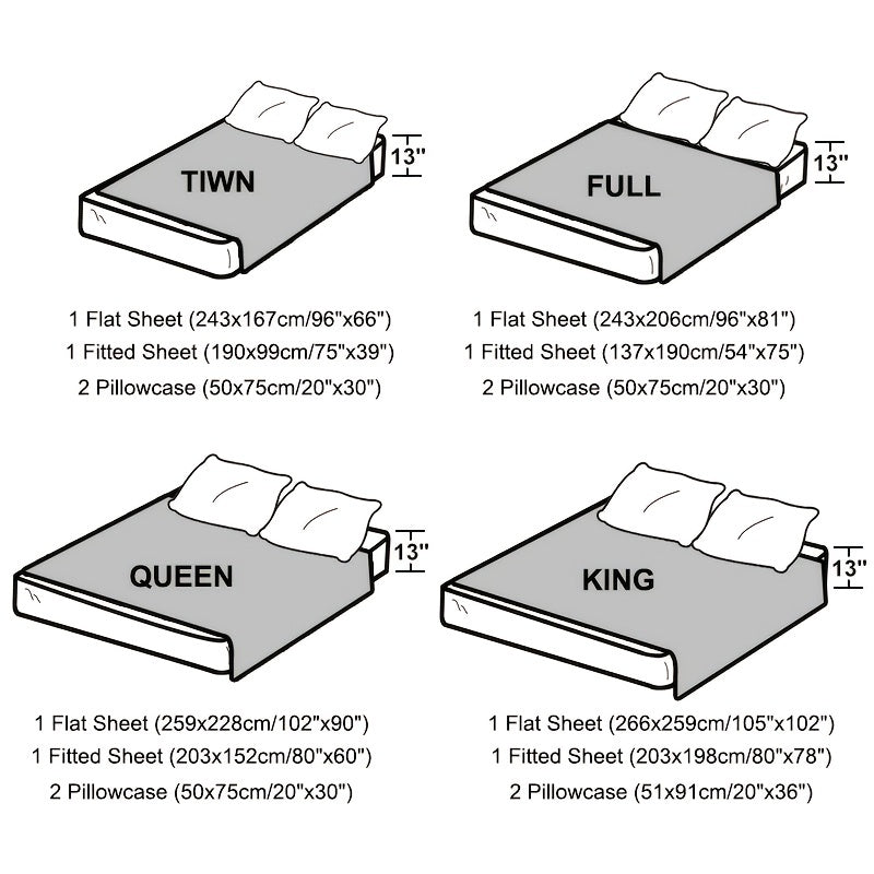 4pcs Satin Bed Sheet Four-Piece Set Includes One Fitted Sheet, One Flat Sheet, And Two Pillowcases. Pillowcases Do Not Include Inserts. Solid Colors Showcase Simple Elegance. The Simple Style Is Classic And Timeless. Polyeste
