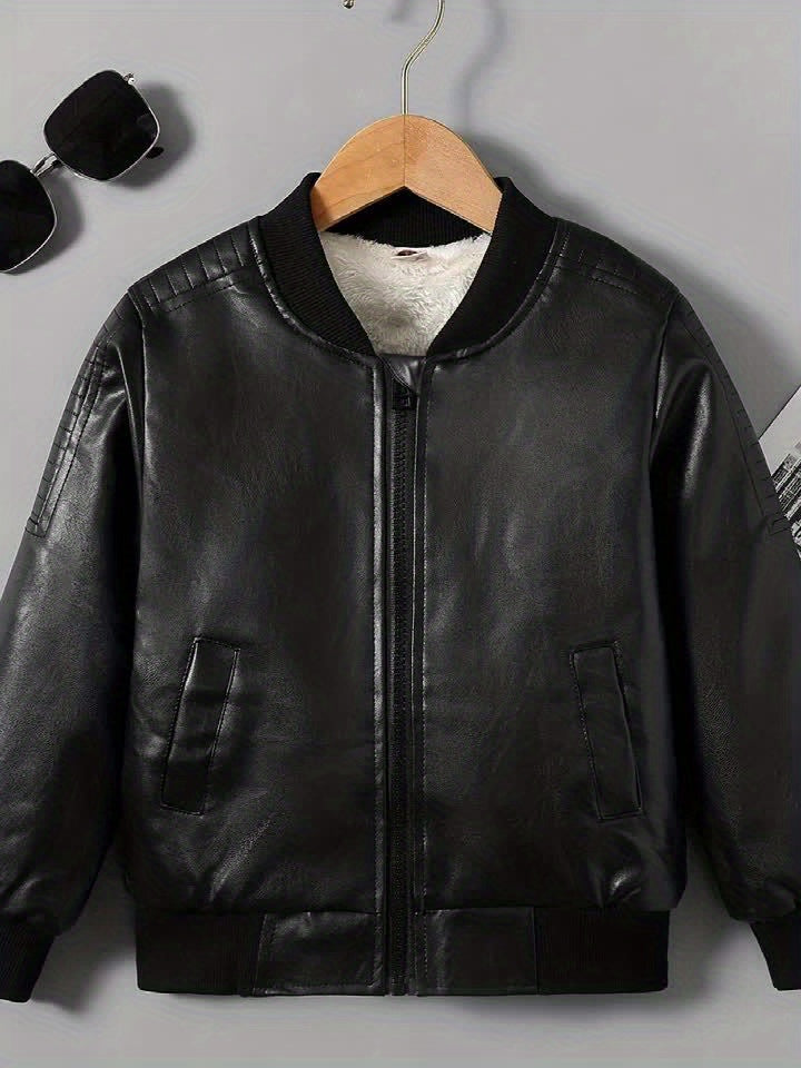 2025 Autumn Winter New Boys' -Lined Zip-Up Jacket