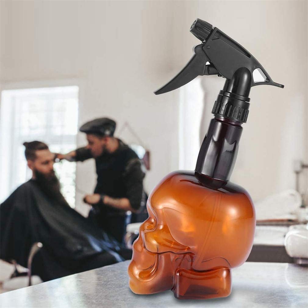 200ml/7oz Retro Skull Design Refillable Spray Bottle - Fine Mist Sprayer for Hair Styling, Cleaning & Plants, Durable Plastic with Black Trigger, Green, Orange & Black Options, Plant Watering Tool, Unique Aesthetic, Functiona