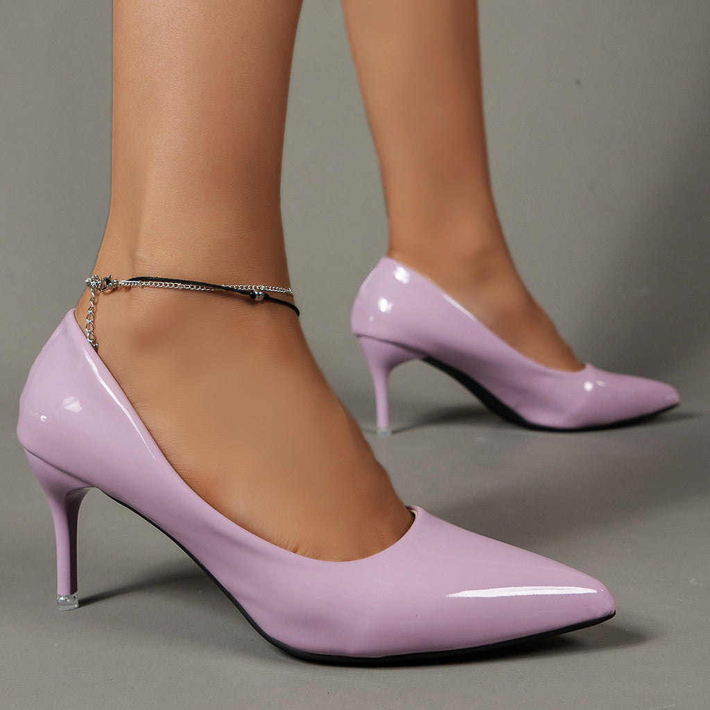 Women's Solid Color Stiletto Heels, Elegant Pointed Toe Work Pumps, Lightweight Dress Pumps