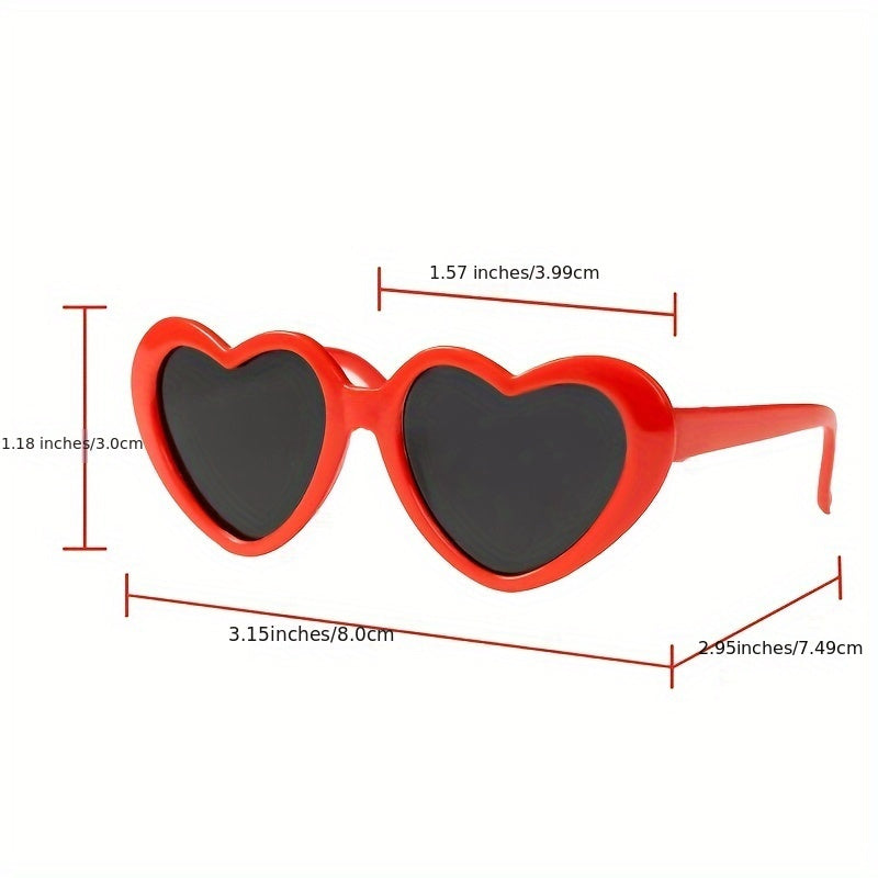 Pet Fashion Glasses for Dogs & Cats - Heart-Shaped Glasses with Yellow Lenses, Soft Fabric & Adjustable Strap, Cute Animal Costume Accessories for All Breeds, Dog Fashion Glasses, Playful Pet Accessory, Comfor