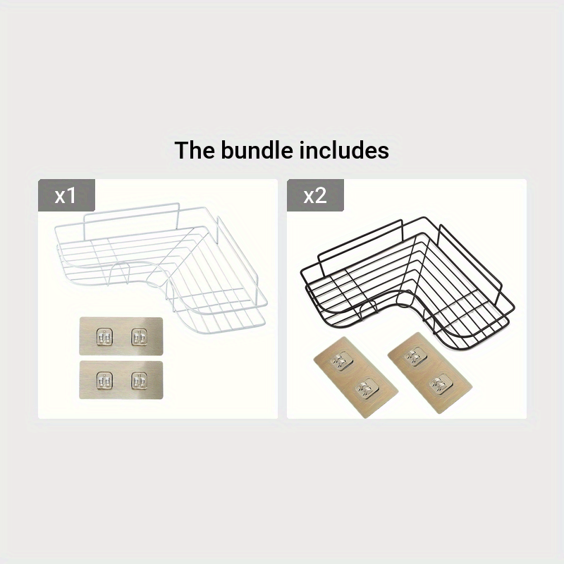 1pc Heavy-Duty Cast Iron Corner Shelf - No Drill Adhesive/Bolt- Wall-Mounted Angled Bath Shelf, Space-Saving Curved Shelves for Small Bathrooms, Installation (No Tools/Screws) Suitable for Bathrooms, Shelves