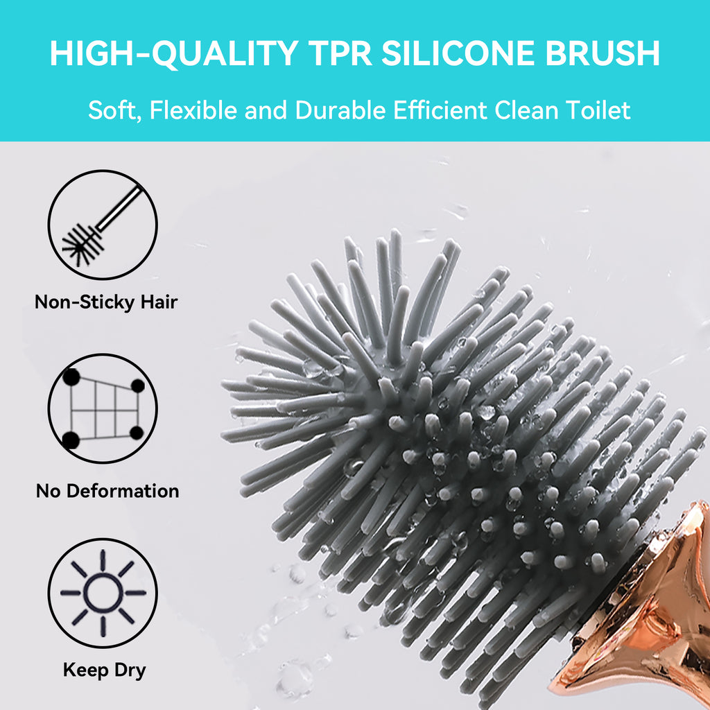 Aokala Toilet Brush And Holder, Elegant Toilet Bowl Brush Set with Ergonomic Long Handle, Modern Bathroom Decor Cleaning Accessories, Durable, Deep Cleaning Christmas Gifts/Halloween Gifts! - Black & White