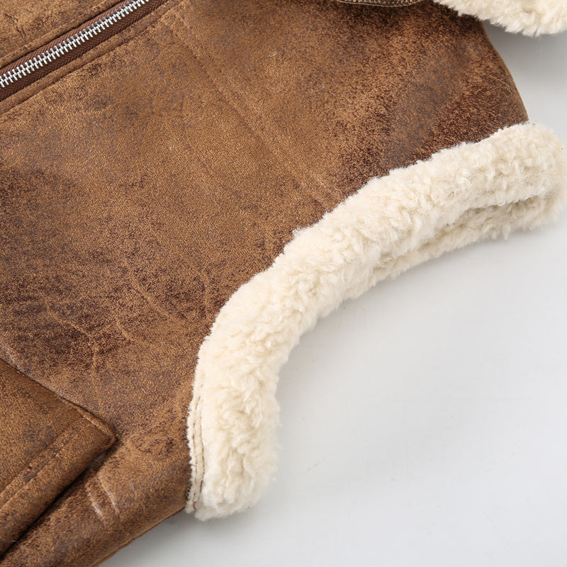 Men's -Lined Hooded Vest, Thickened and -Lined, Fashionable Windproof Warm Jacket