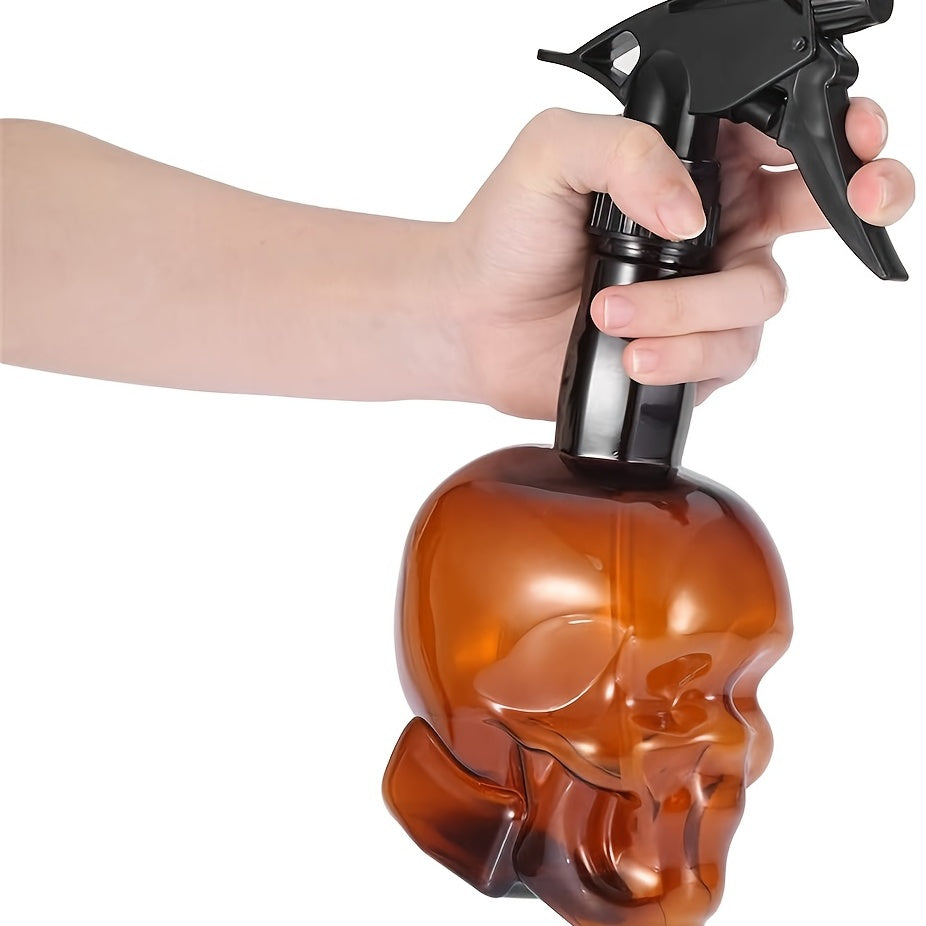 200ml/7oz Retro Skull Design Refillable Spray Bottle - Fine Mist Sprayer for Hair Styling, Cleaning & Plants, Durable Plastic with Black Trigger, Green, Orange & Black Options, Plant Watering Tool, Unique Aesthetic, Functiona