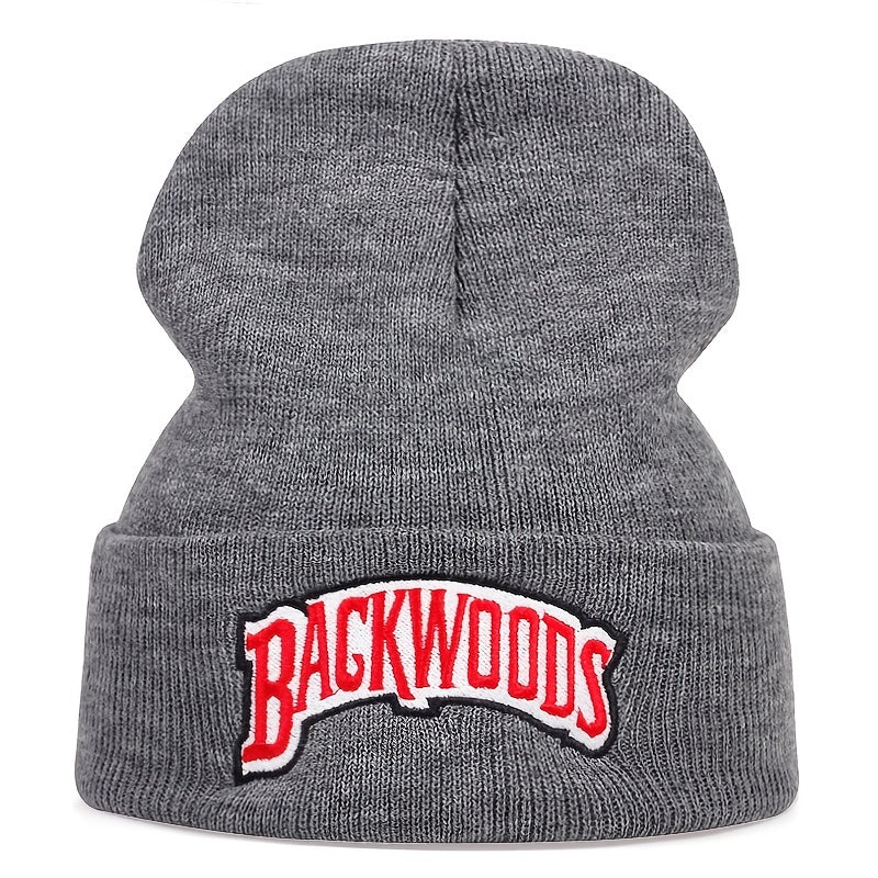 1pc "BACKWOODS" Knitted Hat Thermal Cap For Men - Warm & Cozy - Wool Blend - Perfect for Winter & Outdoor Activities - Ideal Gift for Him