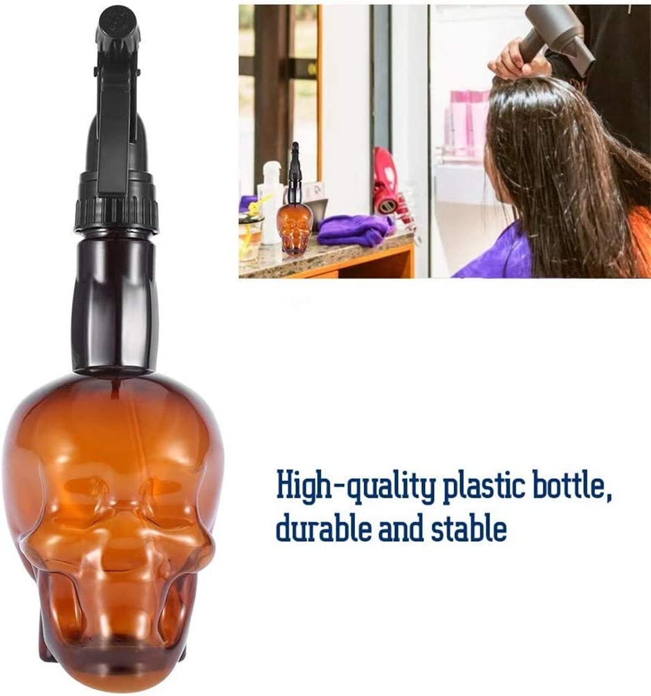 200ml/7oz Retro Skull Design Refillable Spray Bottle - Fine Mist Sprayer for Hair Styling, Cleaning & Plants, Durable Plastic with Black Trigger, Green, Orange & Black Options, Plant Watering Tool, Unique Aesthetic, Functiona