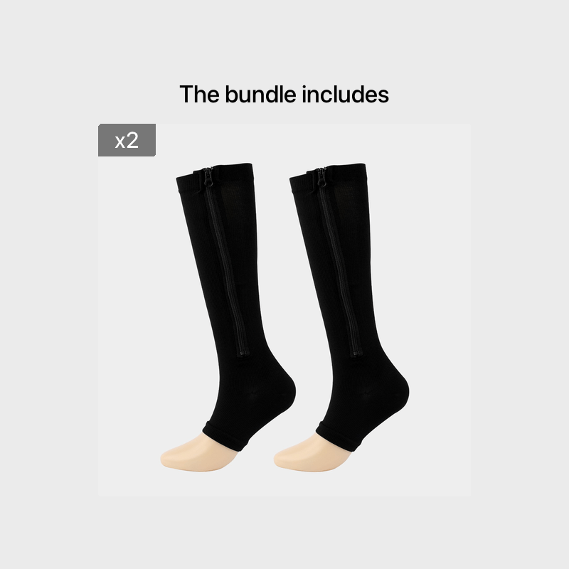 Toeless Compression Socks With Side Zipper For All Day Wear, Sports Socks