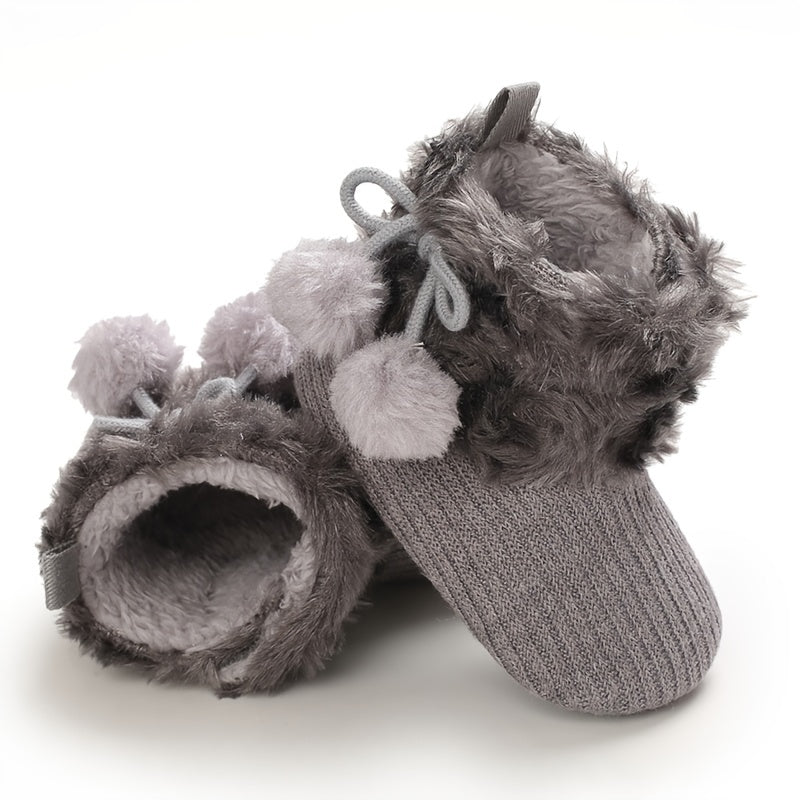 Newborn Baby Socks and Shoes for Girls, First Steps Soft Non-Slip Warm Infant Shoes