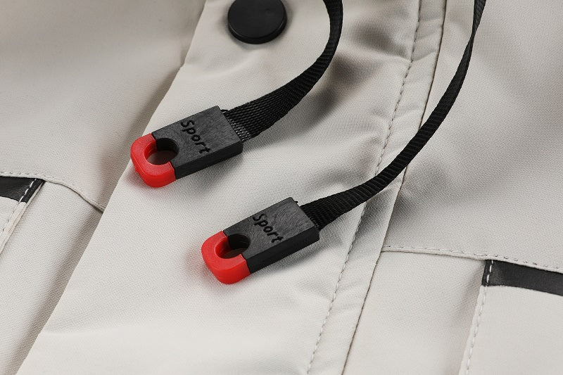 Men'S Winter Windbreaker Jacket with Warm Hood - Maroon Zip-Up Outdoor Coat, Stand Collar, Multiple Pockets, Casual Sporty Design for Cold Weather, Winter Jacket