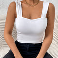 Women's Basic Solid Crop Tank Top, Casual Stretchy Sleeveless Tank Top, Casual Every Day Tops, Women's Clothing