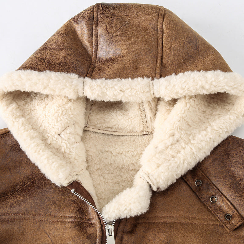 Men's -Lined Hooded Vest, Thickened and -Lined, Fashionable Windproof Warm Jacket