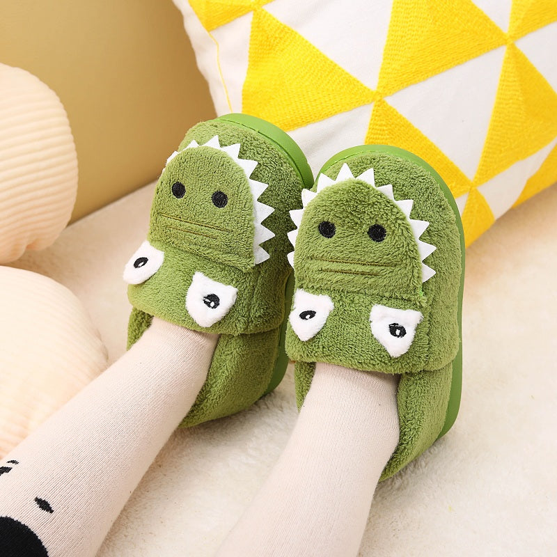 Boys' Cartoon Slippers with Lining, Warm and Non-Slip Soft Sole Indoor Slippers for Autumn and Winter